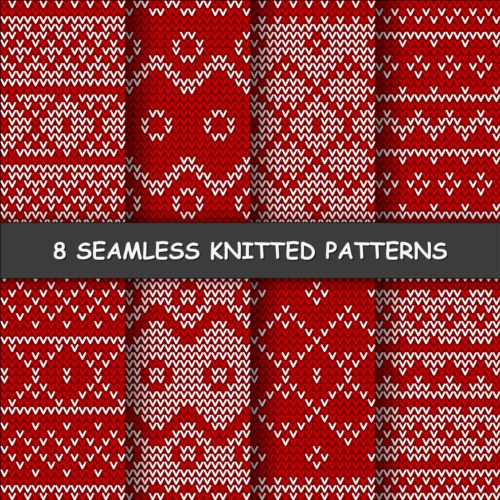 Red and white knitted pattern seamless vector 08