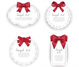 Red bow with white holiday cards vector 02
