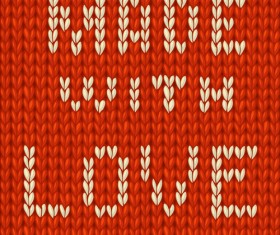 Red knitted pattern with love vector