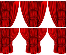 Red silk curtains design vector set 01