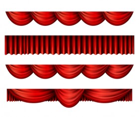 Red silk curtains design vector set 02