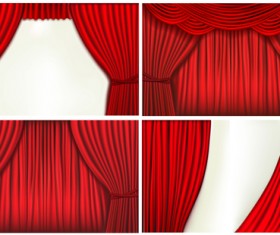 Red silk curtains design vector set 05