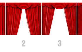 Red silk curtains design vector set 06