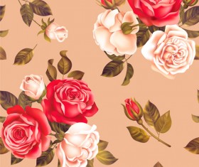 Red with white rose seamless pattern vector 01