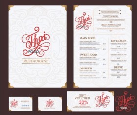 Restaurant menu with cards vector design 01