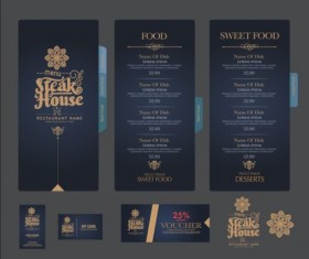 Restaurant menu with cards vector design 02