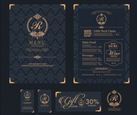 Restaurant menu with cards vector design 04