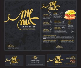 Restaurant menu with cards vector design 05