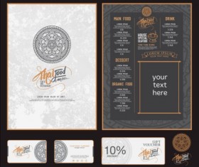 Restaurant menu with cards vector design 06