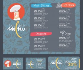 Restaurant menu with cards vector design 07