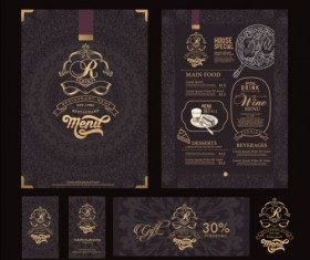 Restaurant menu with cards vector design 08