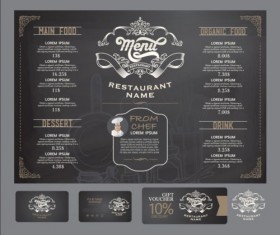 Restaurant menu with cards vector design 09