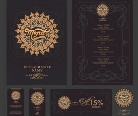 Restaurant menu with cards vector design 10