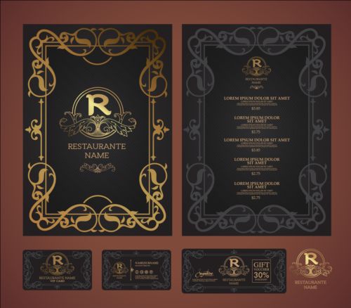Restaurant menu with cards vector design 11
