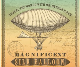 Retro travel background art vector 01