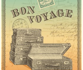 Retro travel background art vector 03