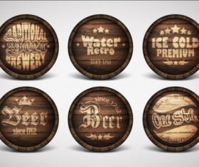 Retro wooden beer badge vectors 02