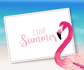 Sea with flamingo summer background vector