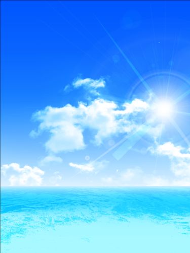 Sea with sky landscape vector 02