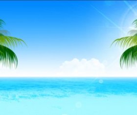 Sea with sky landscape vector 04