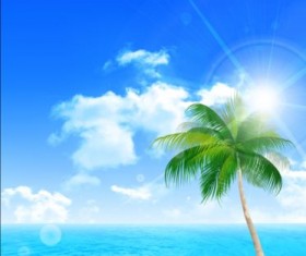 Sea with sky landscape vector 06