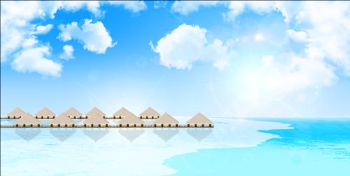 Sea with sky landscape vector 07
