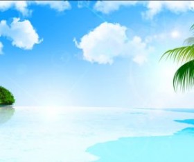 Sea with sky landscape vector 08