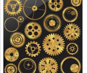 Shining golden gear vectors set 01
