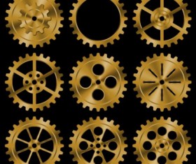 Shining golden gear vectors set 02
