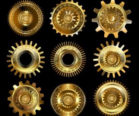 Shining golden gear vectors set 03
