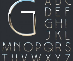 Shining silver alphabet vector