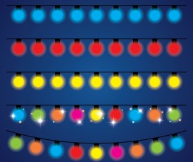 Shininy colored light bulb elements vector 07