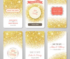 Shininy golden cards set vector 01