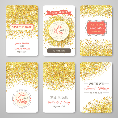 Shininy golden cards set vector 01