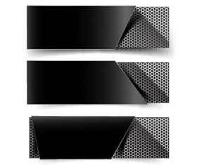 Shiny black metal banners vector