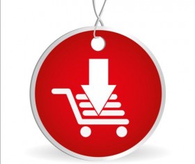 Shopping cart with red tag vector