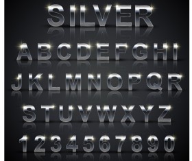 Silver material number with alphabet vector