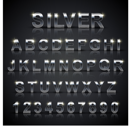 Silver material number with alphabet vector