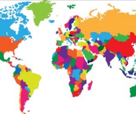 Simple color world map vector 01