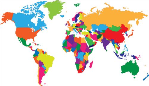 Simple color world map vector 01 free download