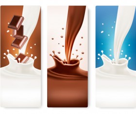 Splash milk and chocolate vector banner 01
