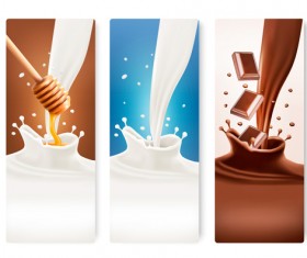Splash milk and chocolate vector banner 02