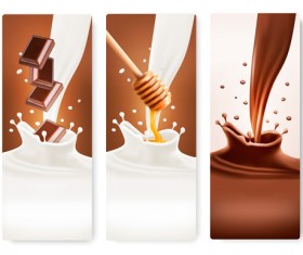 Splash milk and chocolate vector banner 03