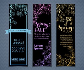 Spring flower with black banners vector 02