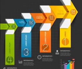 Staircase with arrow infographic vector 02