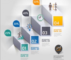 Staircase with numbers infographic vector
