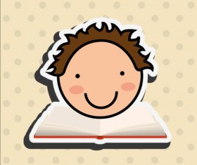 Student with book vector sticker 01