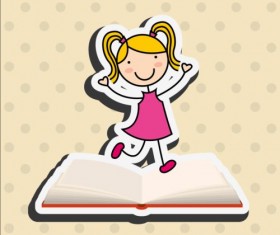 Student with book vector sticker 02