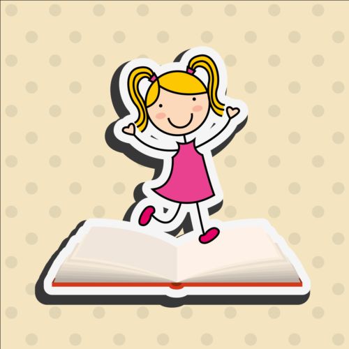 Student with book vector sticker 02