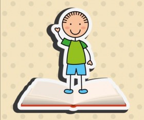 Student with book vector sticker 03